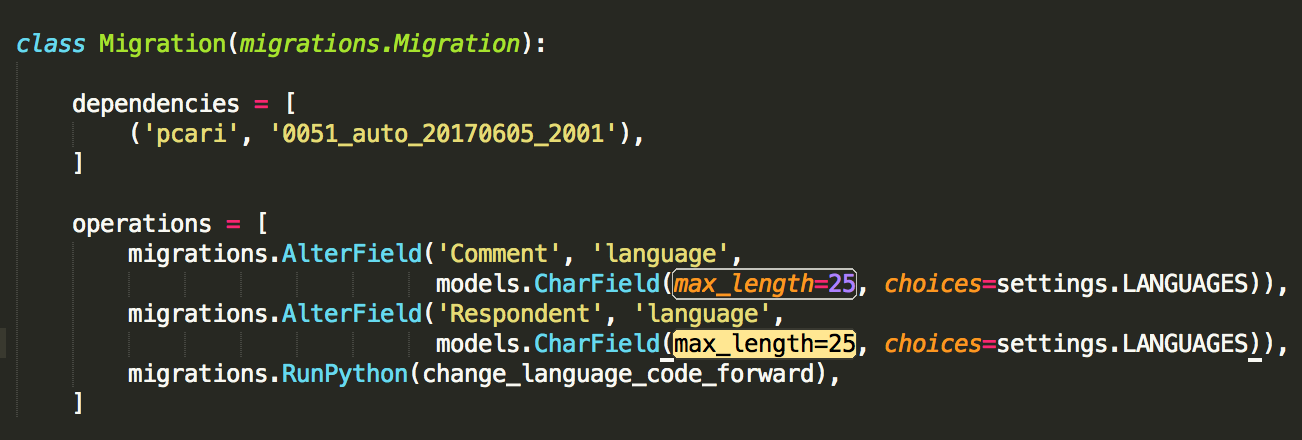 Change all the max_length attributes to max_length=25